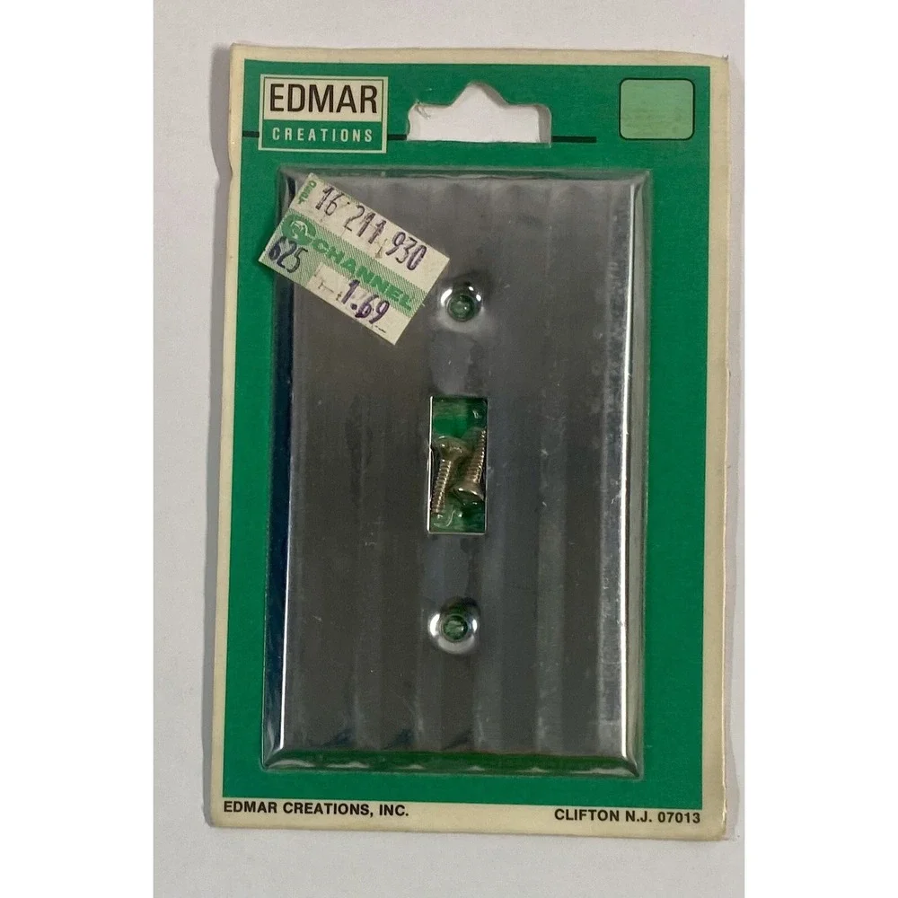 *BRAND NEW* Vintage Edmar Creations Light switch Cover Silver Metal NOS 1980s